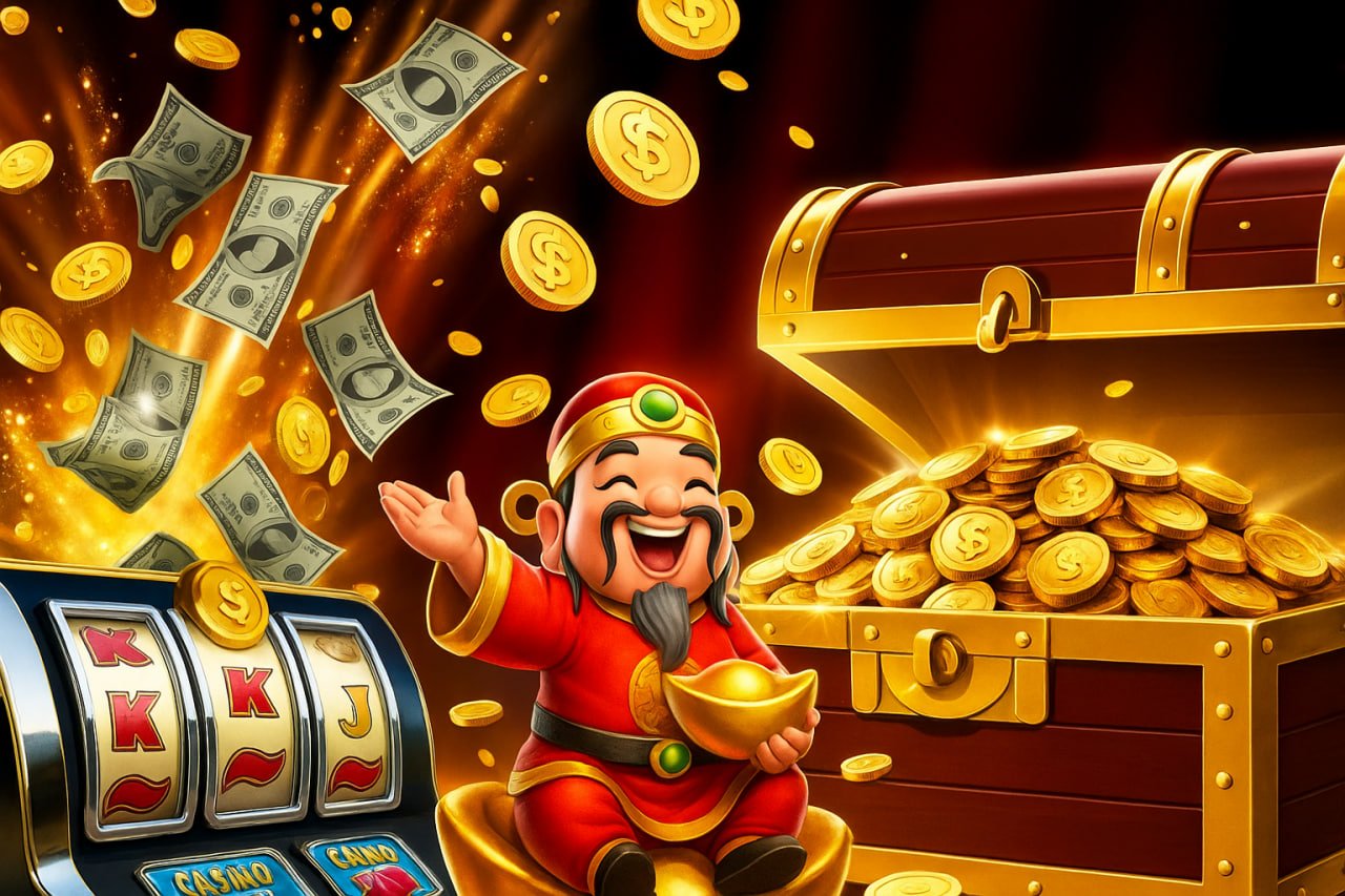 Slot game interface showing reels and payout symbols